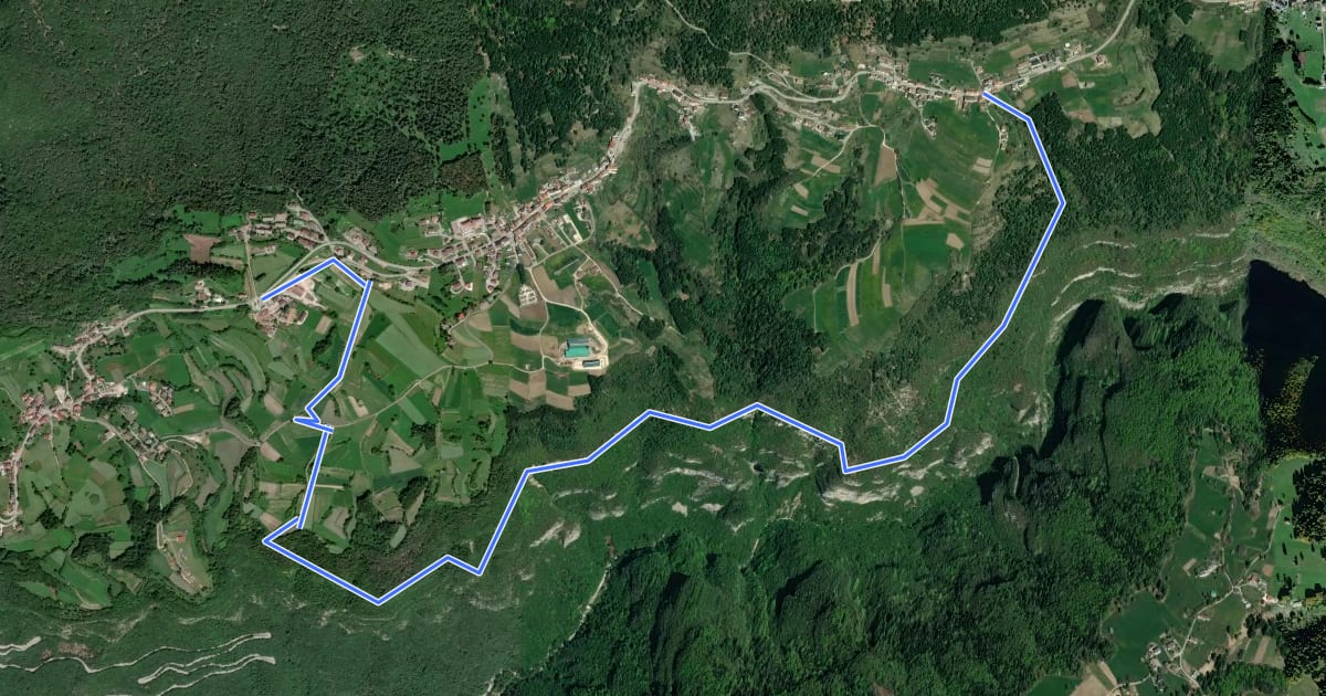 Маршрут Sentiero delle Cenge на спутниковом снимке