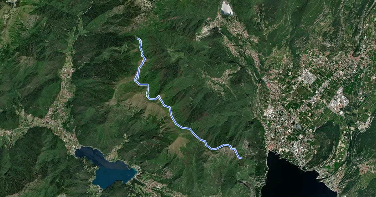 Маршрут Sentiero delle Cime на спутниковом снимке