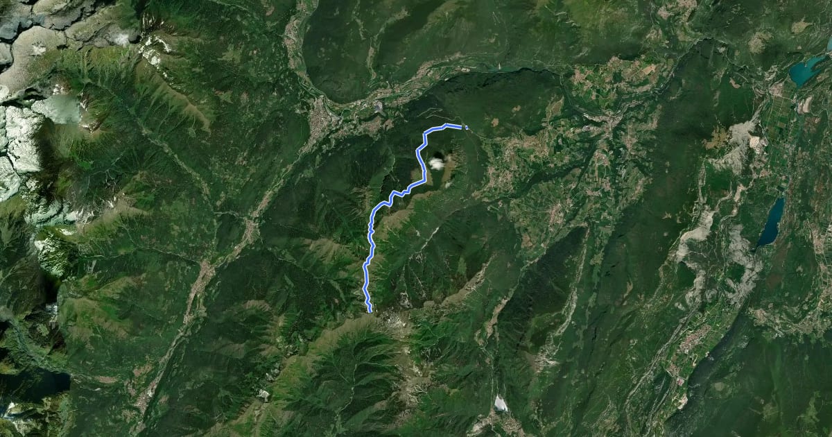 Маршрут Sentiero delle Cime на спутниковом снимке