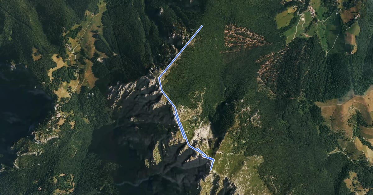 Маршрут Sentiero delle Creste Nord на спутниковом снимке