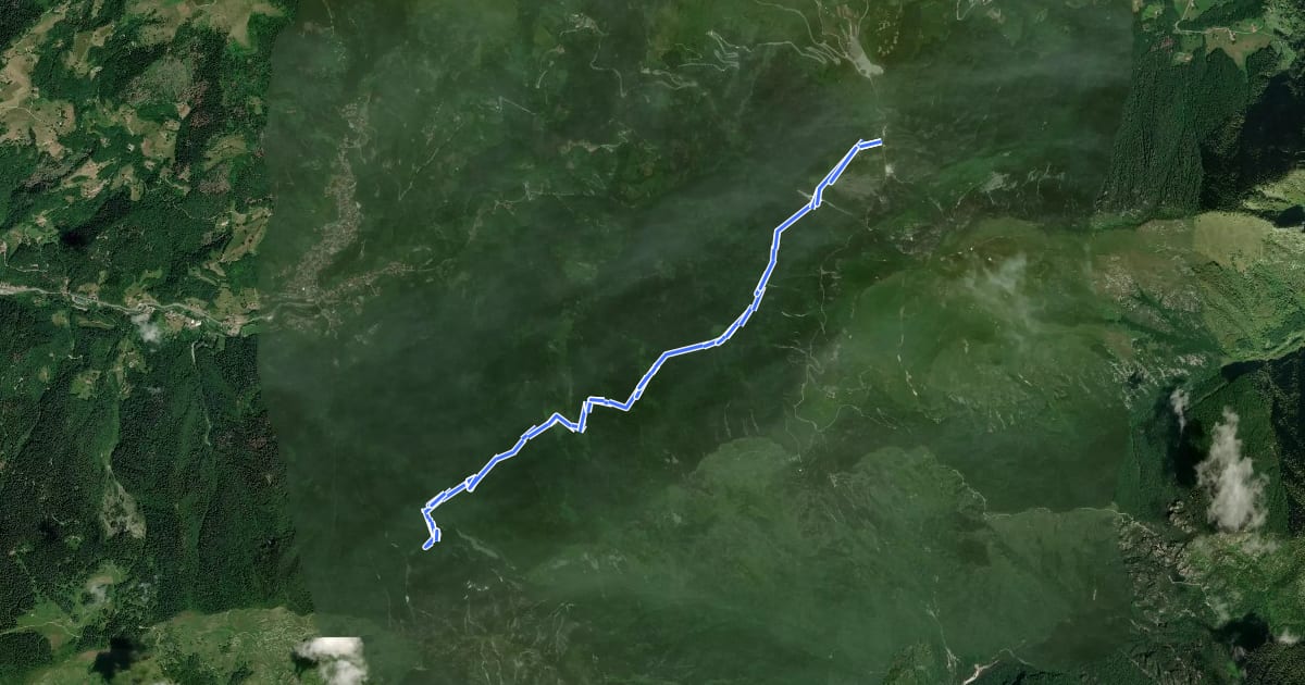 Маршрут Sentiero delle Malghe на спутниковом снимке