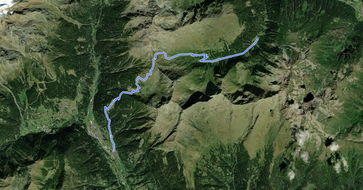 Маршрут Sentiero di Passo Cercen на спутниковом снимке