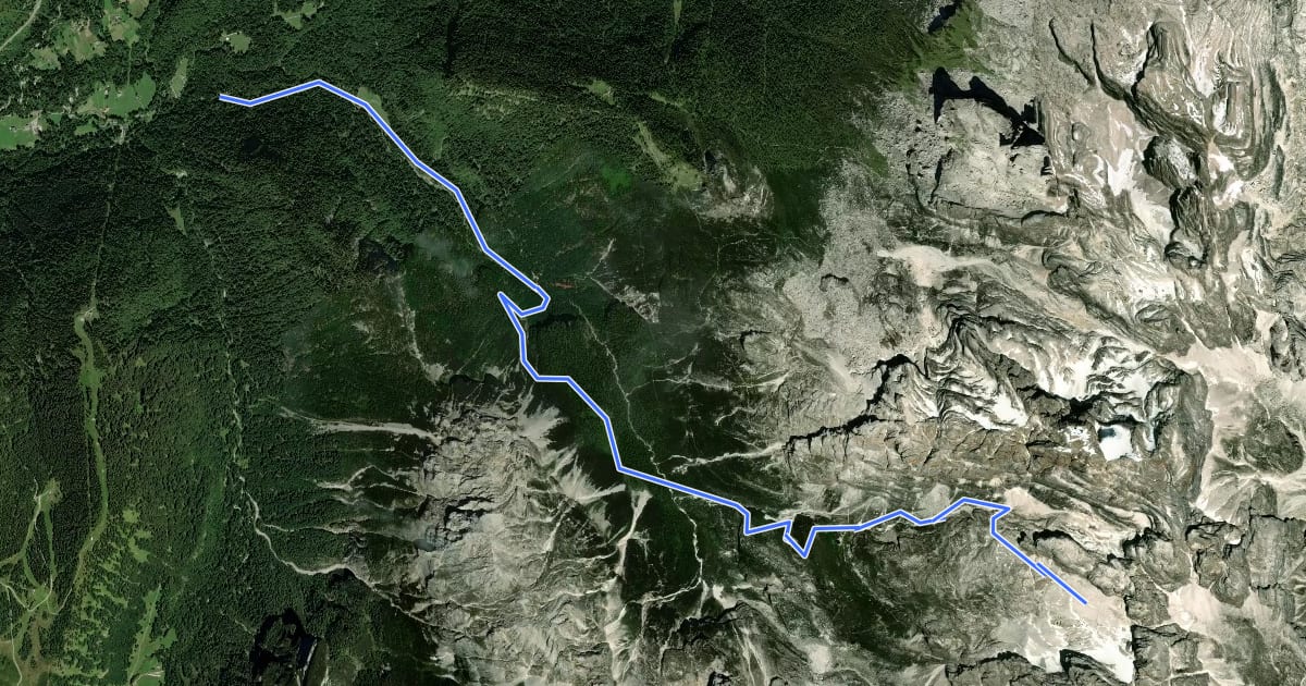 Маршрут Sentiero di val Brenta на спутниковом снимке