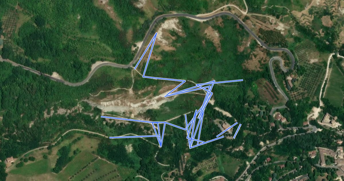 Маршрут Sentiero Didattico Parco Museo Geologico del Monticino на спутниковом снимке