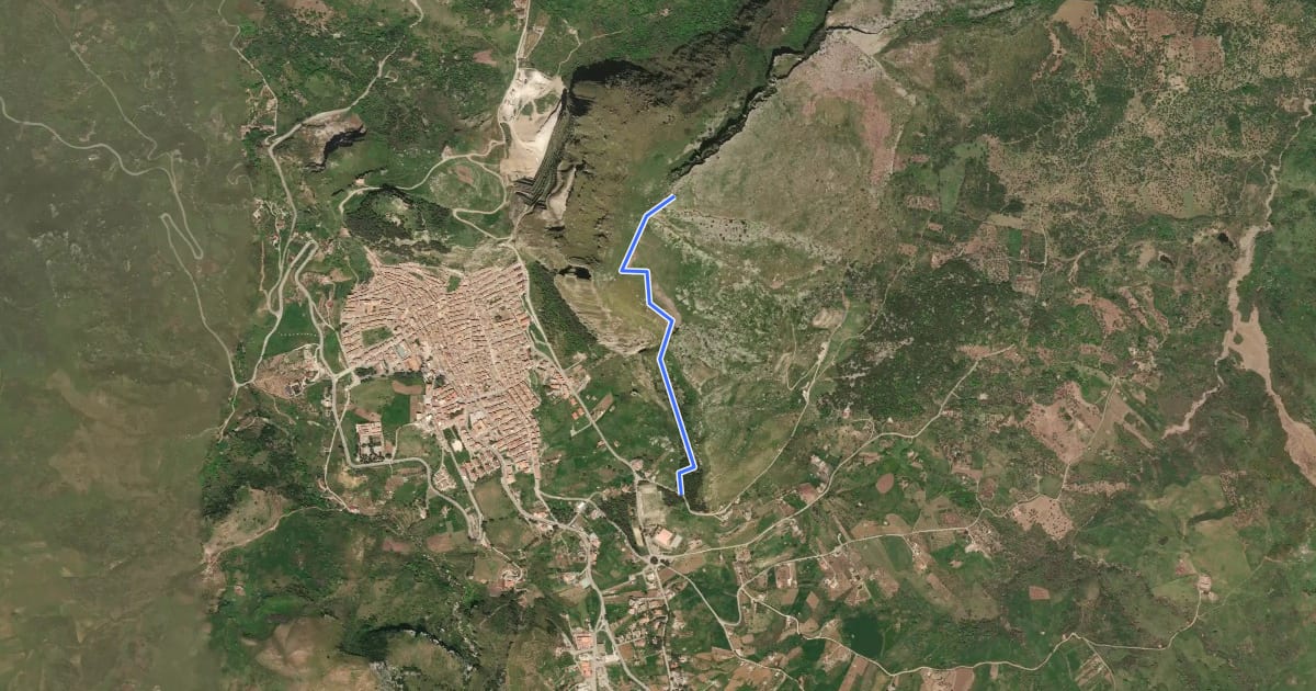 Маршрут Sentiero geologico Rocca di Sciara на спутниковом снимке