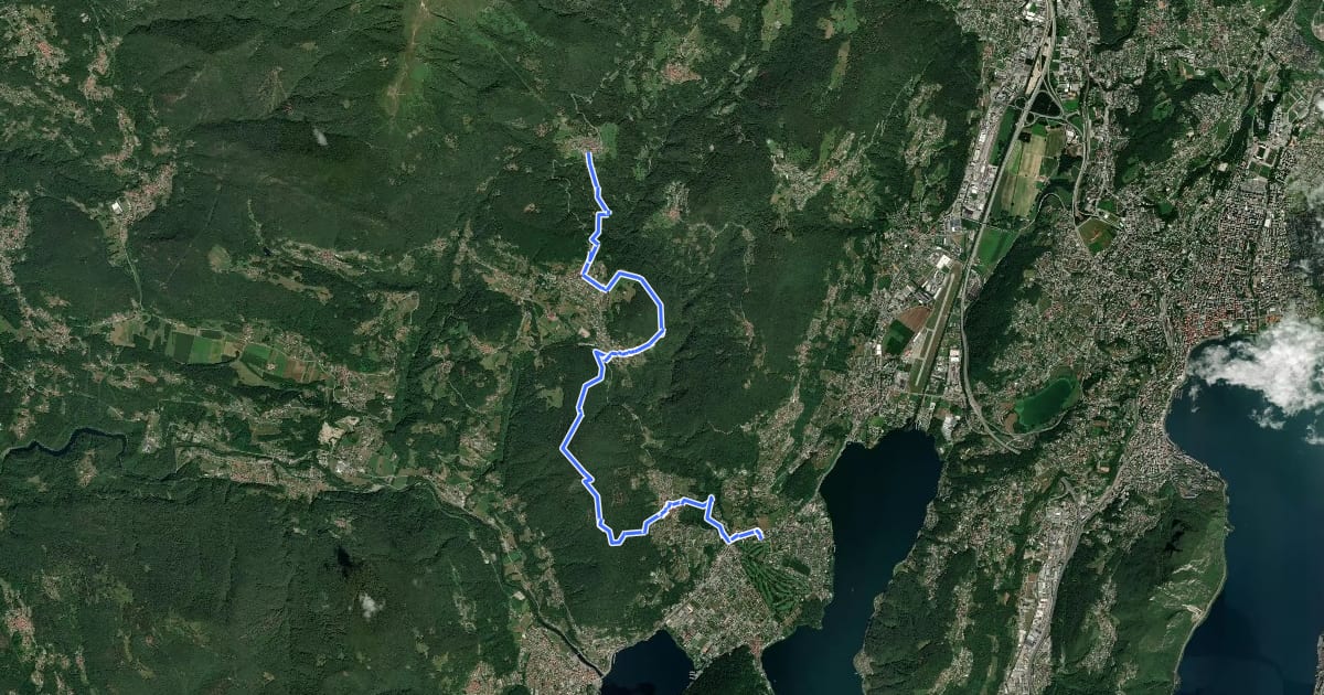 Маршрут Sentiero Lago di Lugano на спутниковом снимке