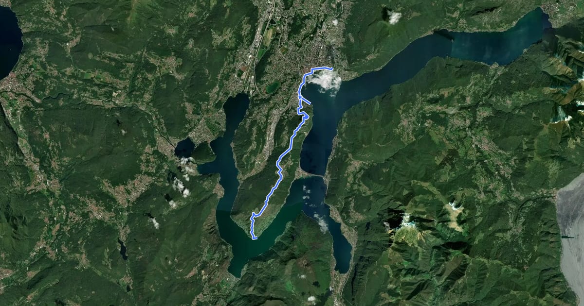 Маршрут Sentiero Lago di Lugano на спутниковом снимке