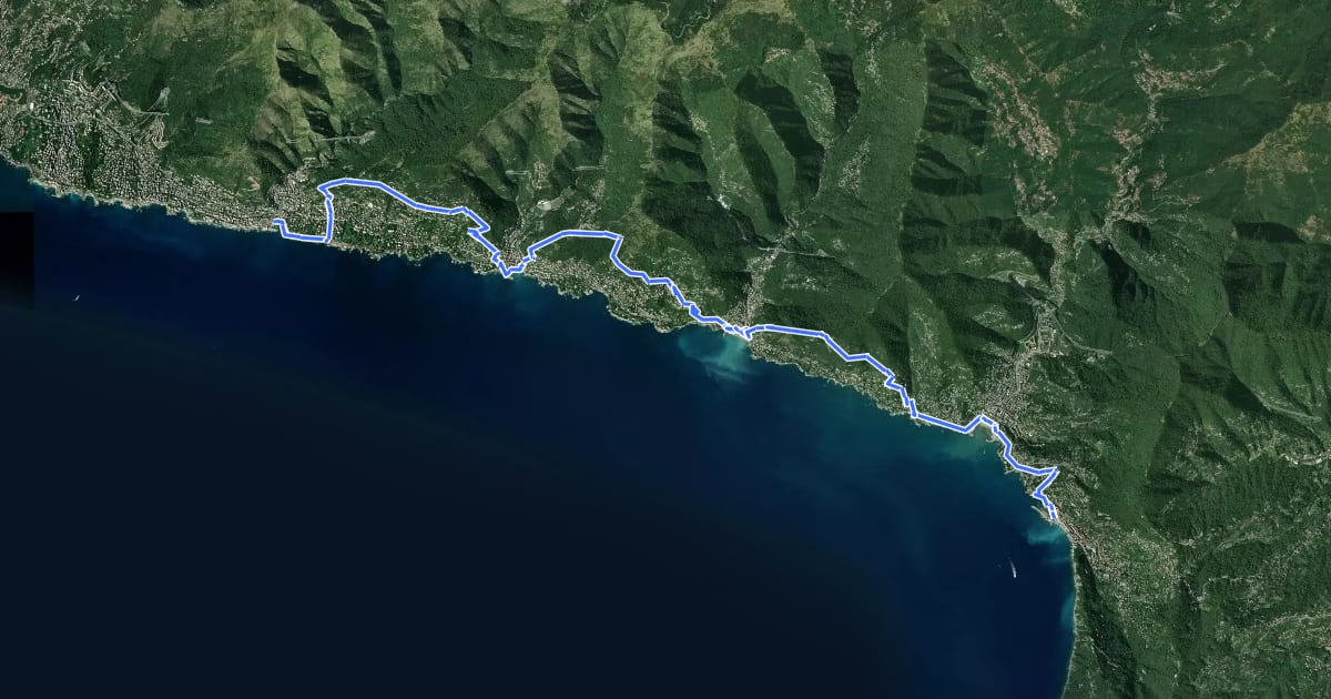 Маршрут Sentiero Liguria - Tappa 11 на спутниковом снимке
