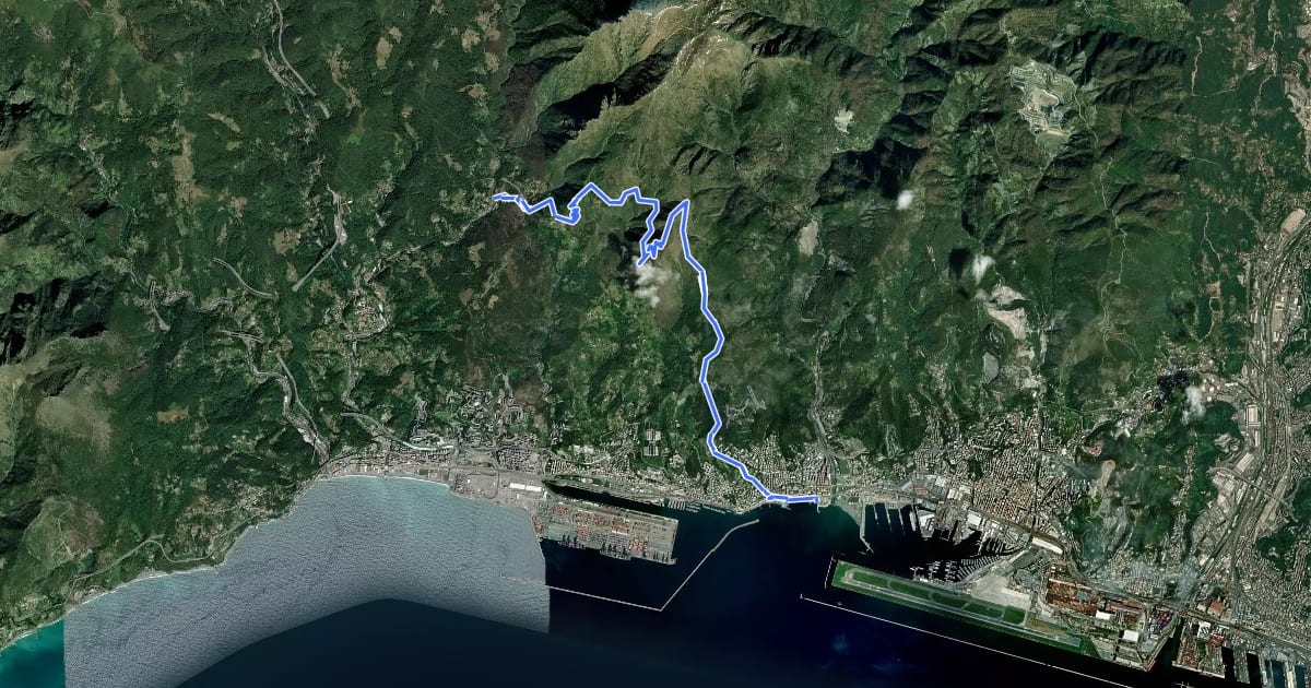 Маршрут Sentiero Liguria - Tappa 13 на спутниковом снимке