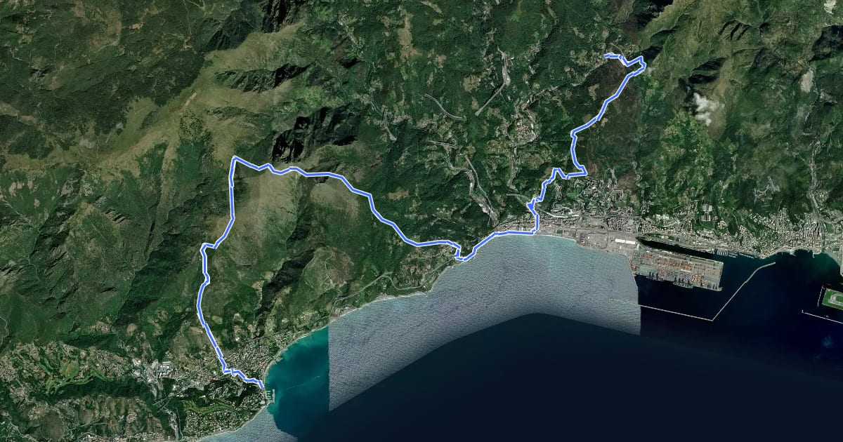 Маршрут Sentiero Liguria - Tappa 14 на спутниковом снимке