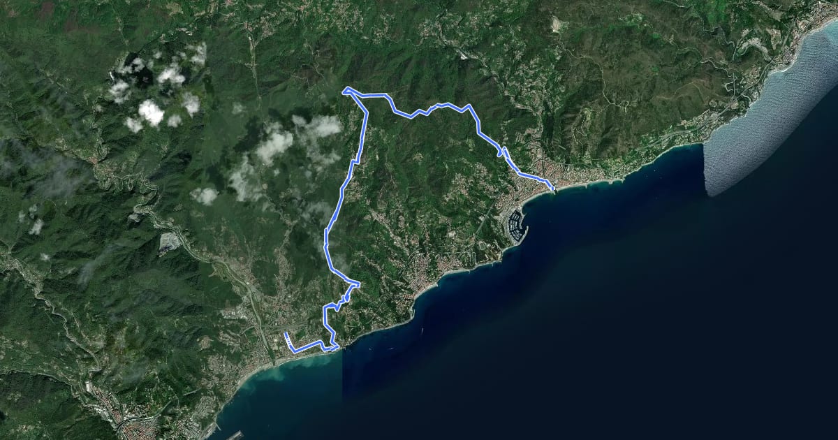 Маршрут Sentiero Liguria - Tappa 16 на спутниковом снимке