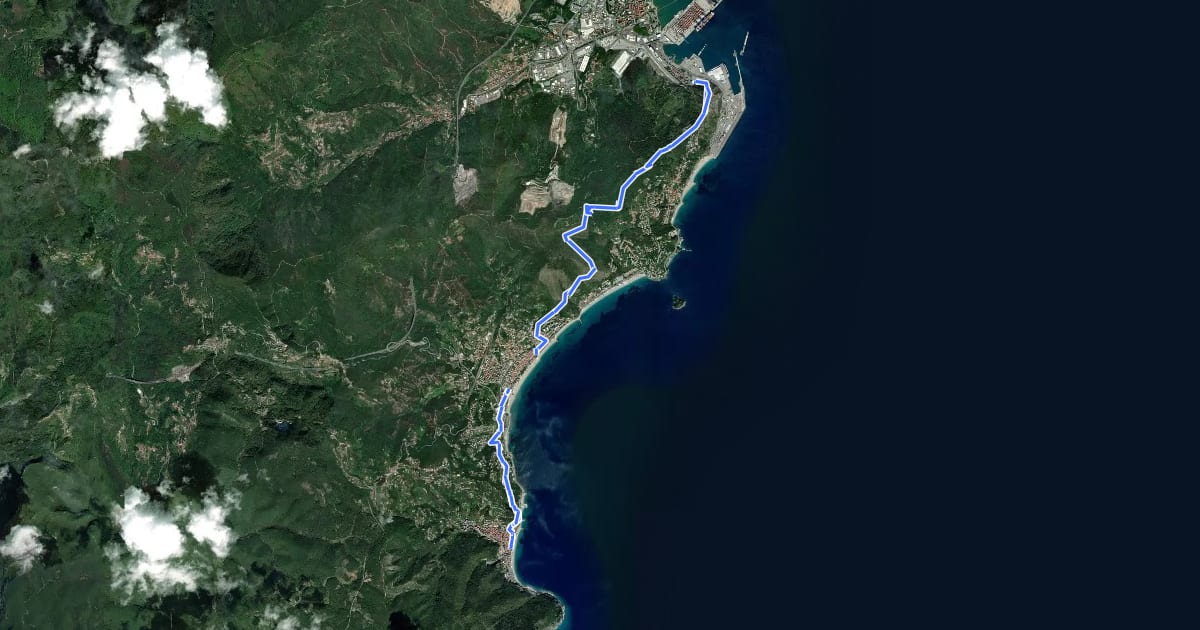 Маршрут Sentiero Liguria - Tappa 18 на спутниковом снимке