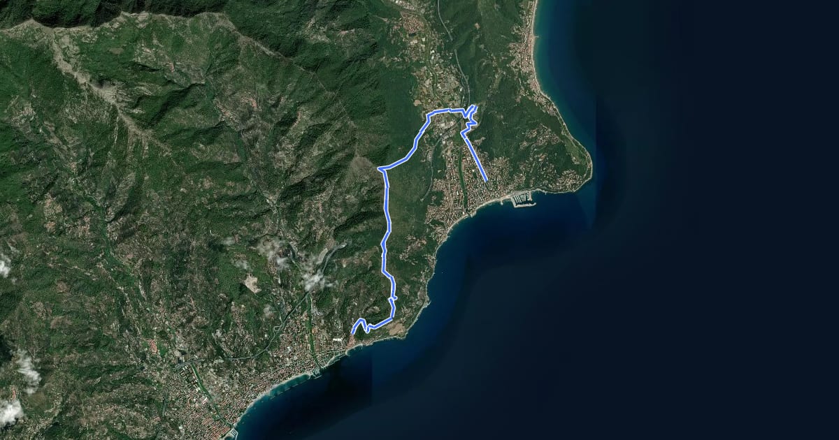 Маршрут Sentiero Liguria - Tappa 24 на спутниковом снимке