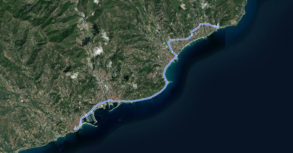 Маршрут Sentiero Liguria - Tappa 25 на спутниковом снимке