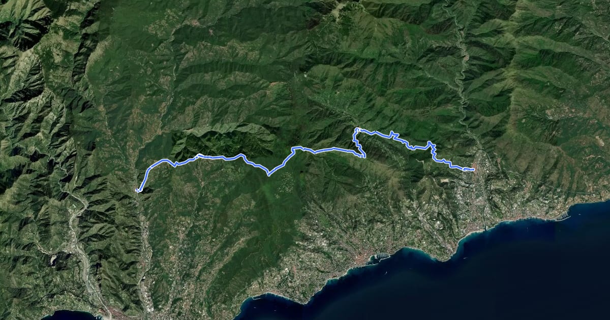Маршрут Sentiero Liguria - Tappa 27 - variante 1 на спутниковом снимке