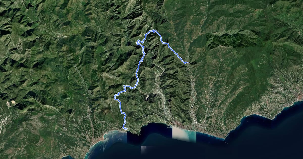 Маршрут Sentiero Liguria - Tappa 27 - variante 2 на спутниковом снимке