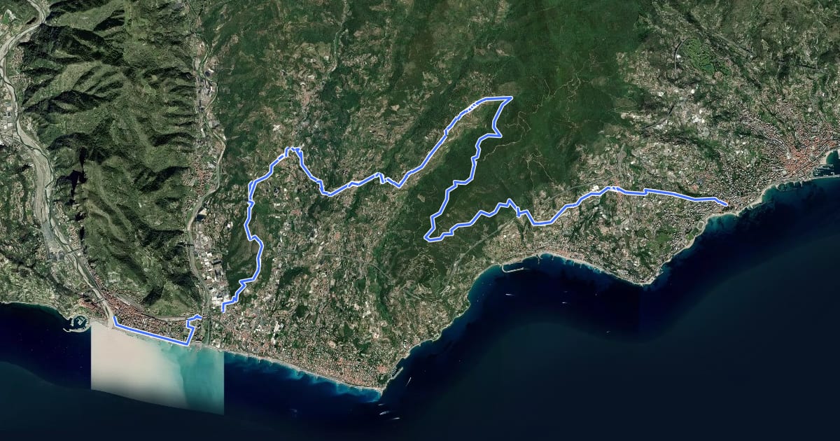 Маршрут Sentiero Liguria - Tappa 28 на спутниковом снимке