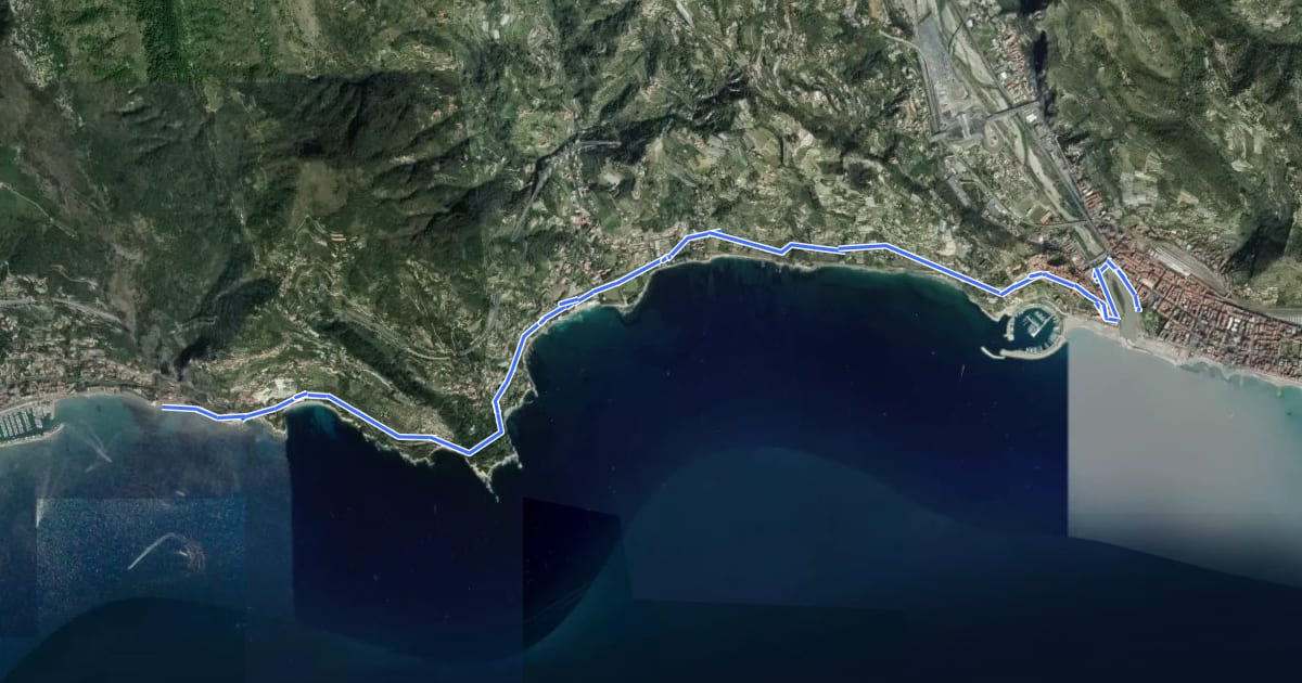 Маршрут Sentiero Liguria - Tappa 29 на спутниковом снимке