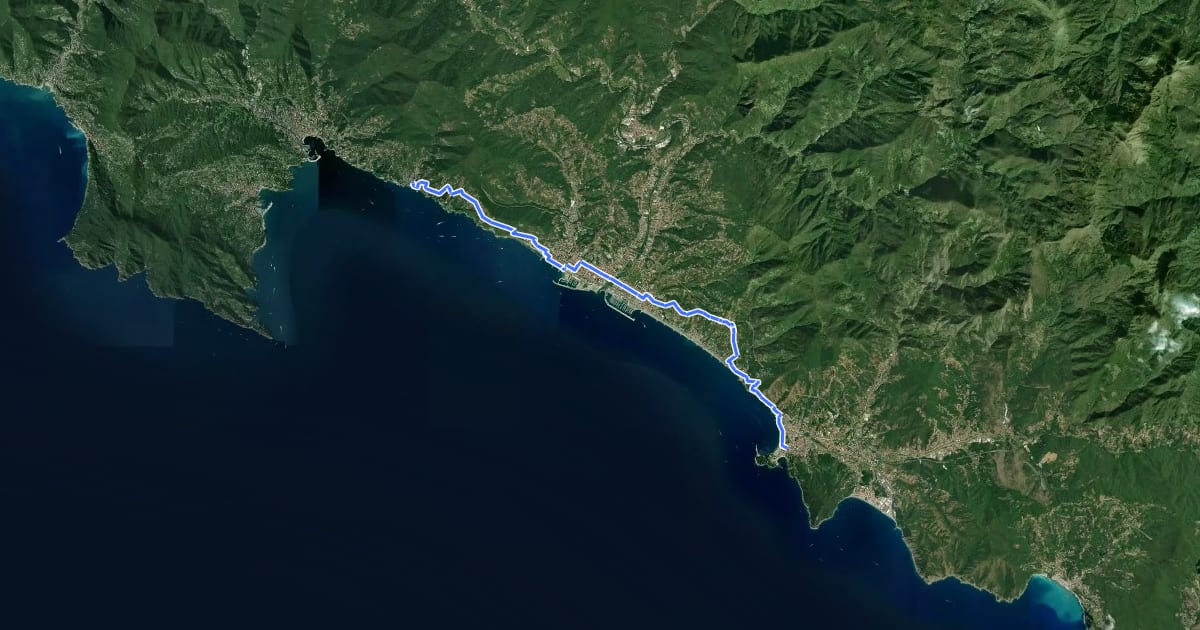 Маршрут Sentiero Liguria - Tappa 8 на спутниковом снимке