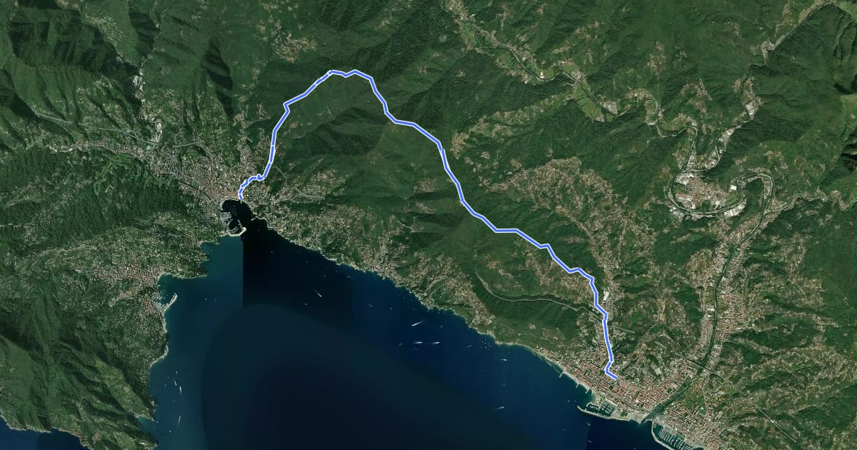 Маршрут Sentiero Liguria - Tappa 8 variante на спутниковом снимке