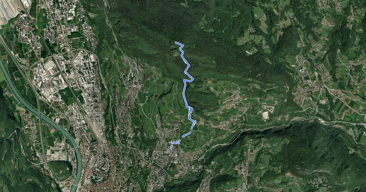 Маршрут Sentiero Natura Cognola - Monte Calisio на спутниковом снимке