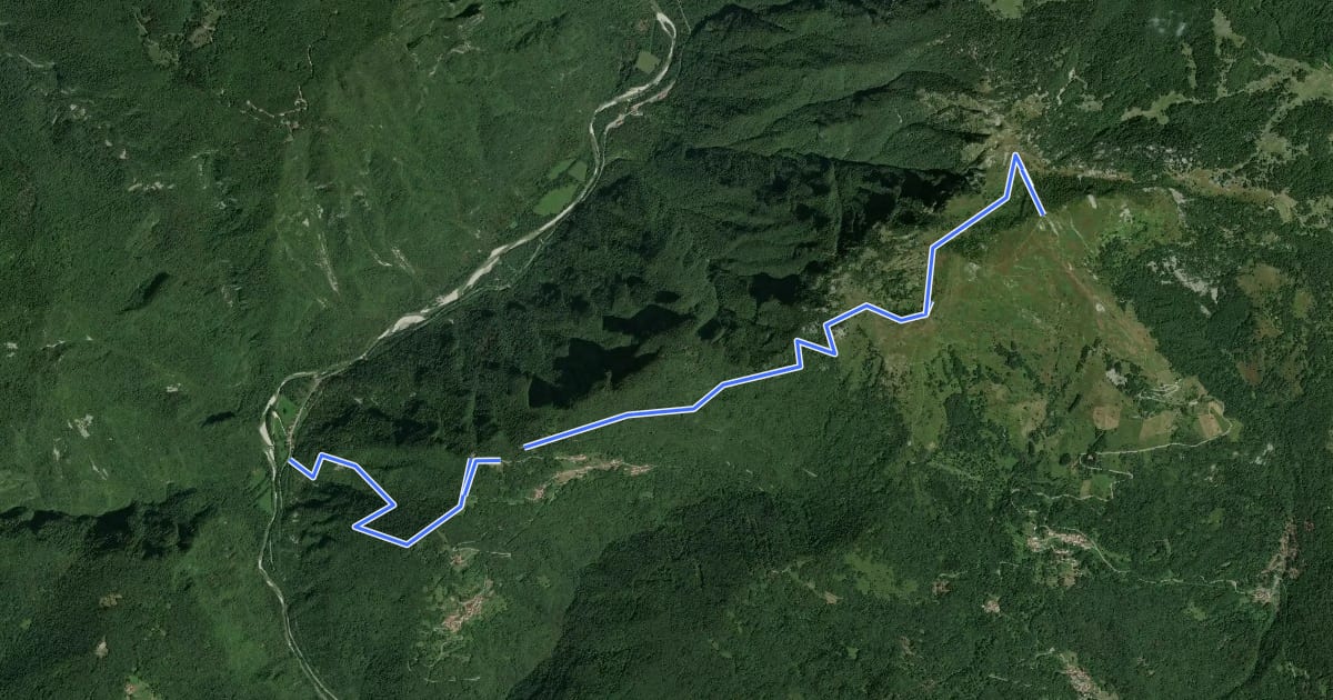 Маршрут Sentiero Natura Mersino Alto Matajur на спутниковом снимке