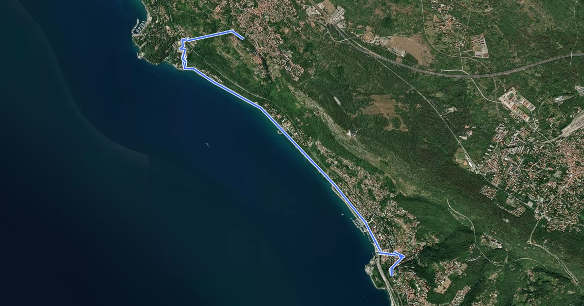 Маршрут Sentiero natura / Pešpot za Miramar на спутниковом снимке