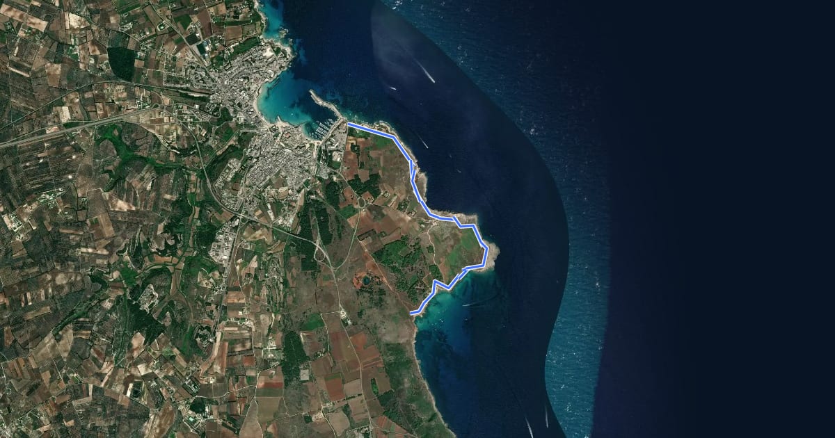 Маршрут Sentiero Orte - Capo d'Otranto на спутниковом снимке