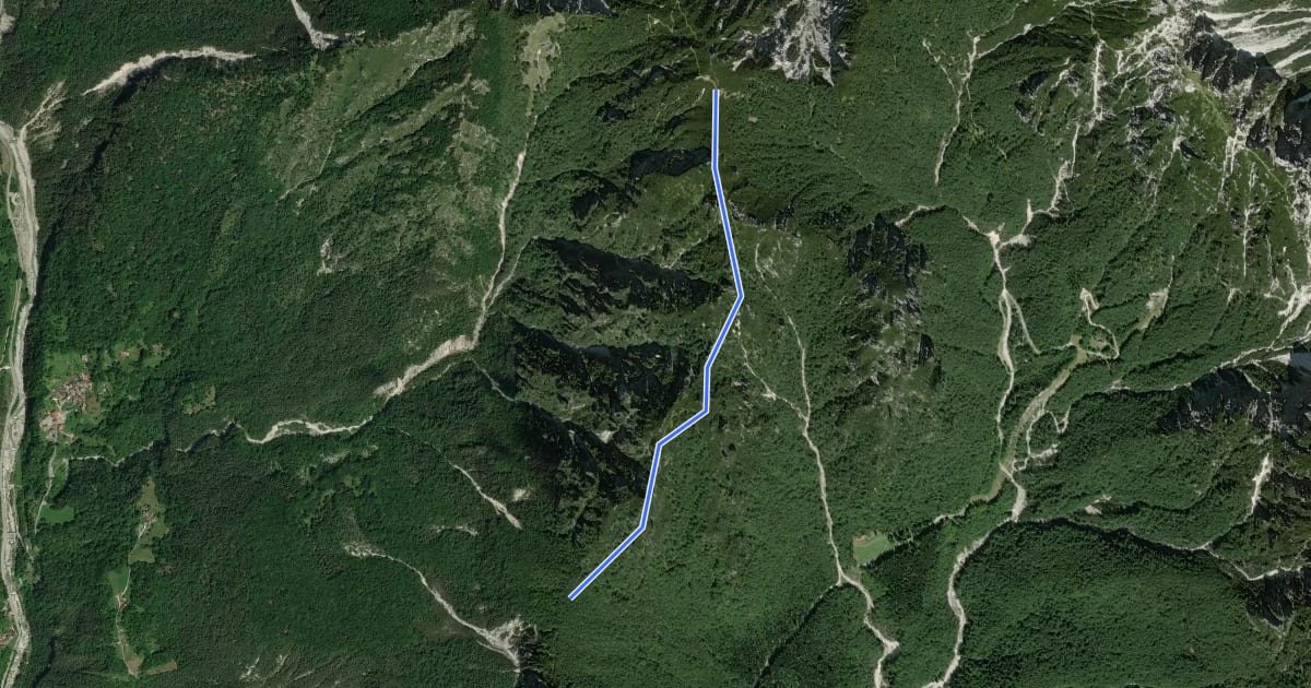 Маршрут Sentiero Palis d'Arint на спутниковом снимке