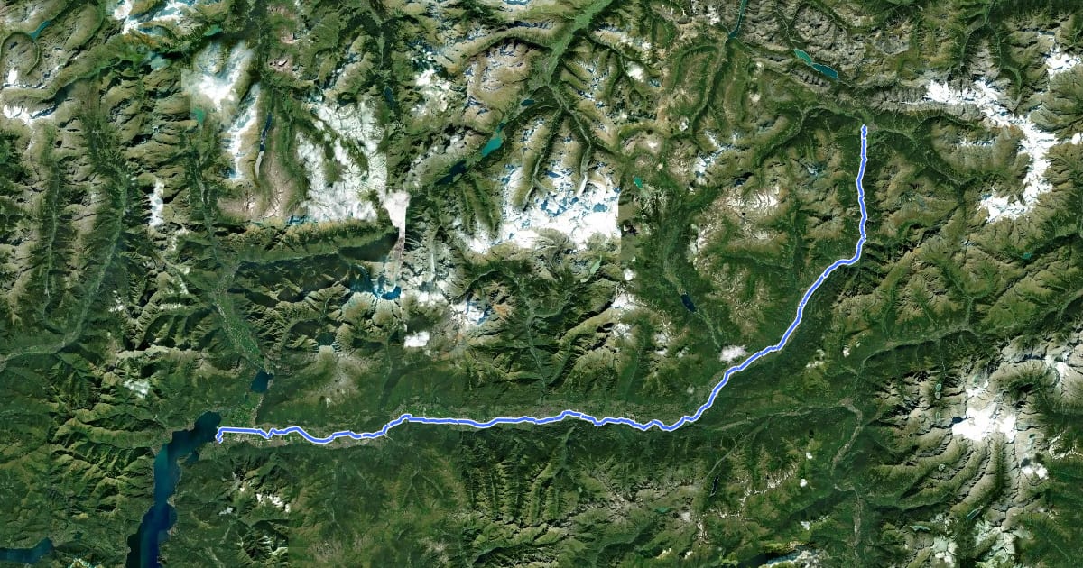 Маршрут Sentiero Valtellina на спутниковом снимке