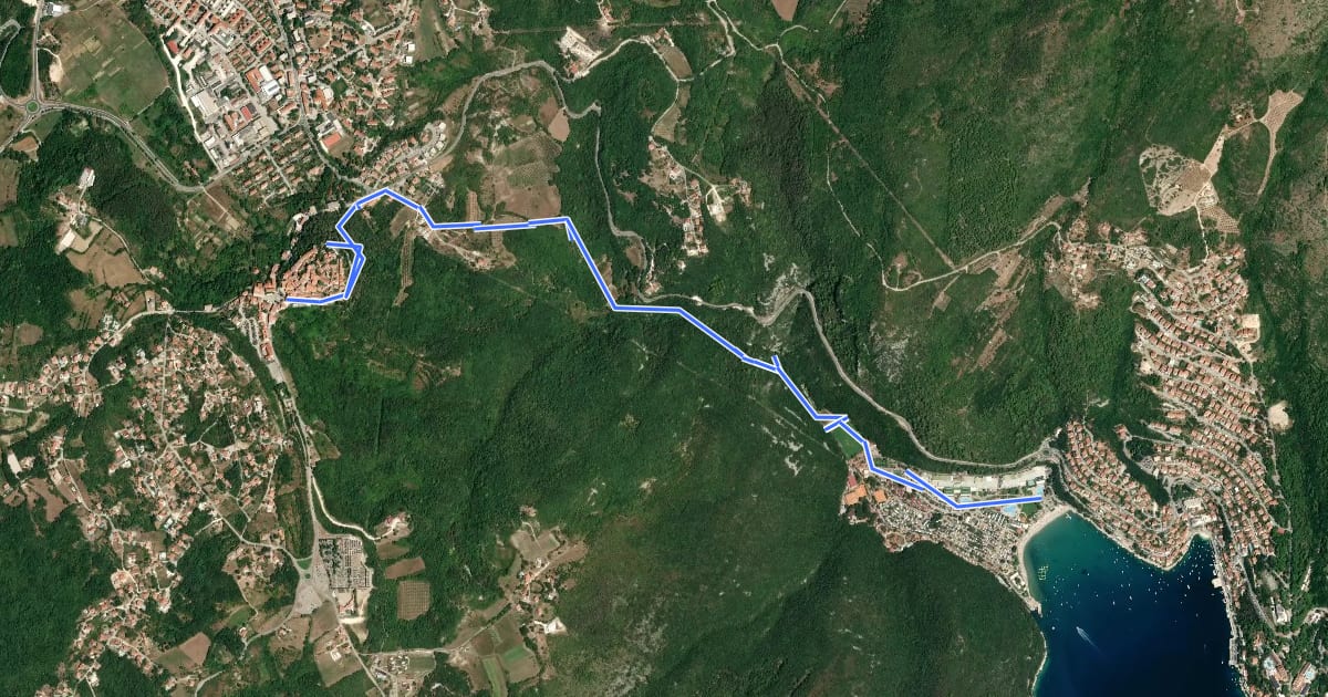 Маршрут Sentonina staza (Labin - Rabač) на спутниковом снимке