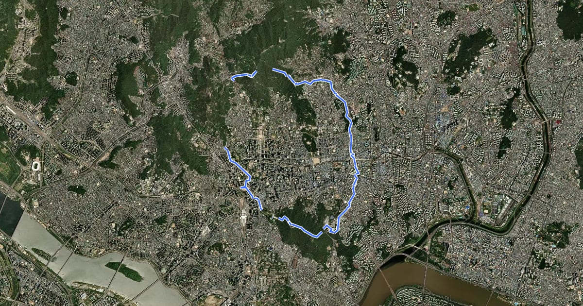 Маршрут Seoul City Trail на спутниковом снимке