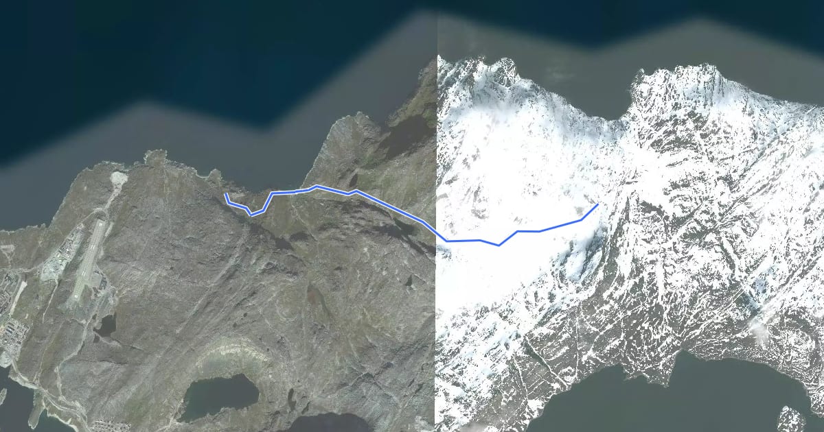 Маршрут Sermitsiaq view Trail на спутниковом снимке