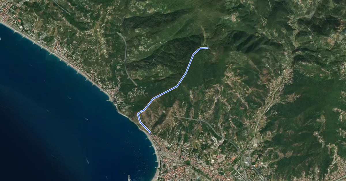 Маршрут Sestri Levante - Monte Costello на спутниковом снимке