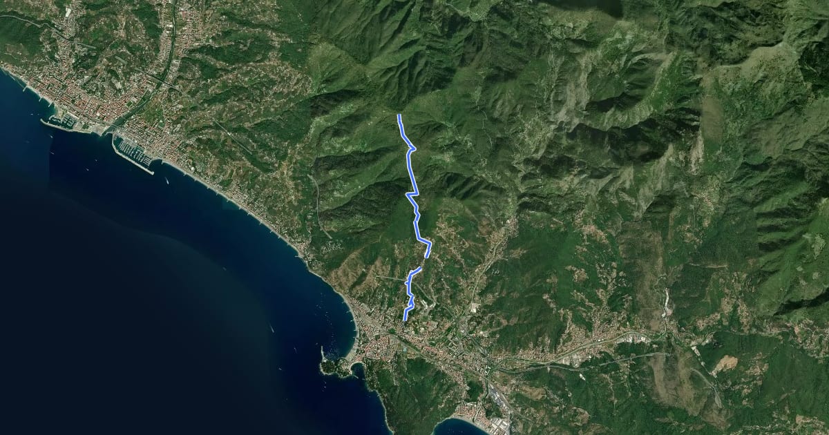 Маршрут Sestri Levante - San Bernardo - Monte Capenardo на спутниковом снимке
