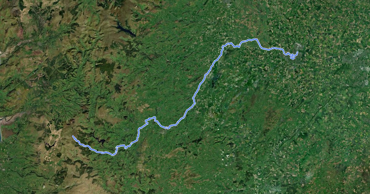 Маршрут Severn Way (1) Source to Shrewsbury на спутниковом снимке