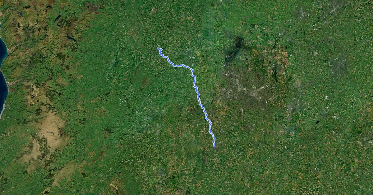 Маршрут Severn Way (2) Shrewsbury to Worcester на спутниковом снимке