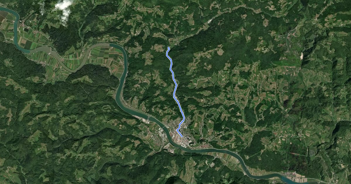 Маршрут Sevnica - Krakovo на спутниковом снимке