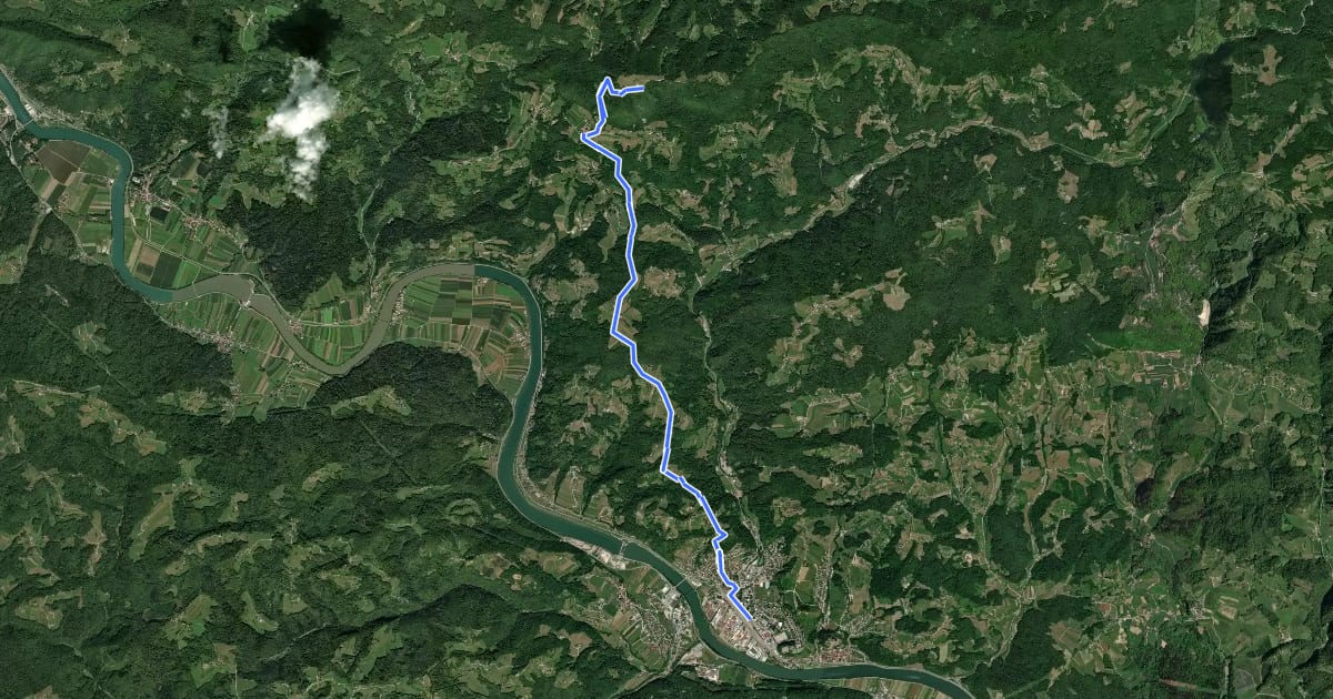 Маршрут Sevnica - Zajčja Gora - Lisca на спутниковом снимке