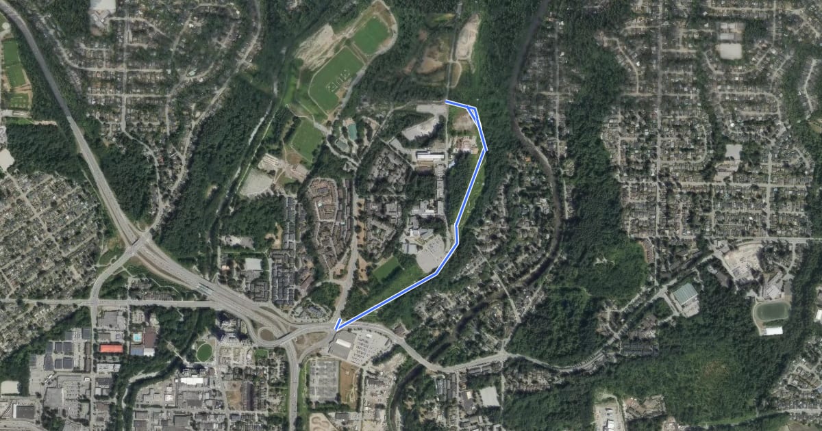 Маршрут Seymour River Regional Greenway на спутниковом снимке