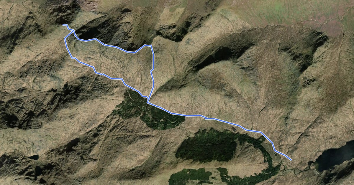 Маршрут Sgurr na Ciche Trail на спутниковом снимке