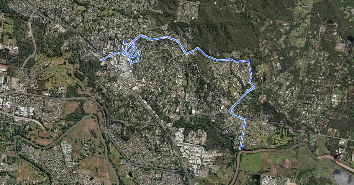 Маршрут Shailer Park Bikeway на спутниковом снимке