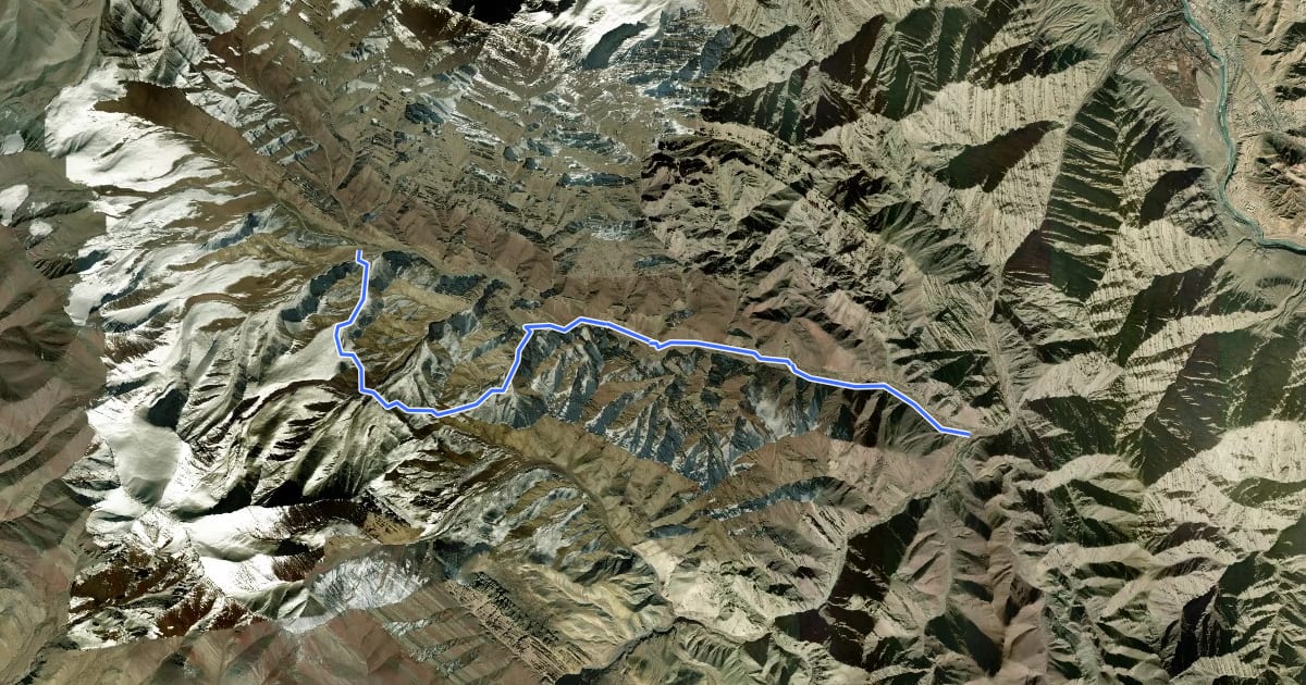 Маршрут Shang Sumdo to Shang Phu на спутниковом снимке