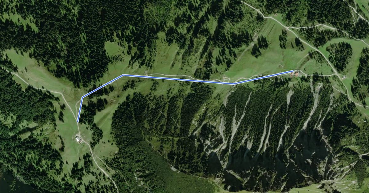 Маршрут Shared Trail Almboden на спутниковом снимке