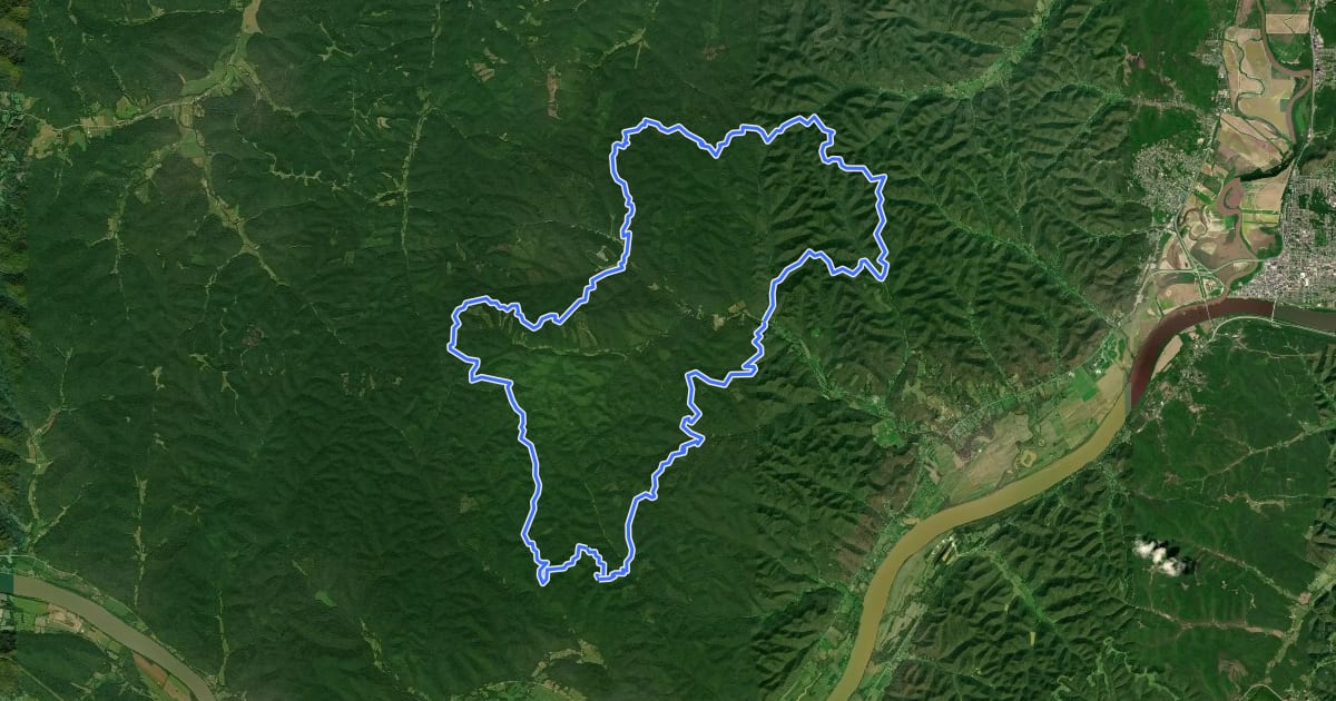 Маршрут Shawnee Backpack Trail на спутниковом снимке