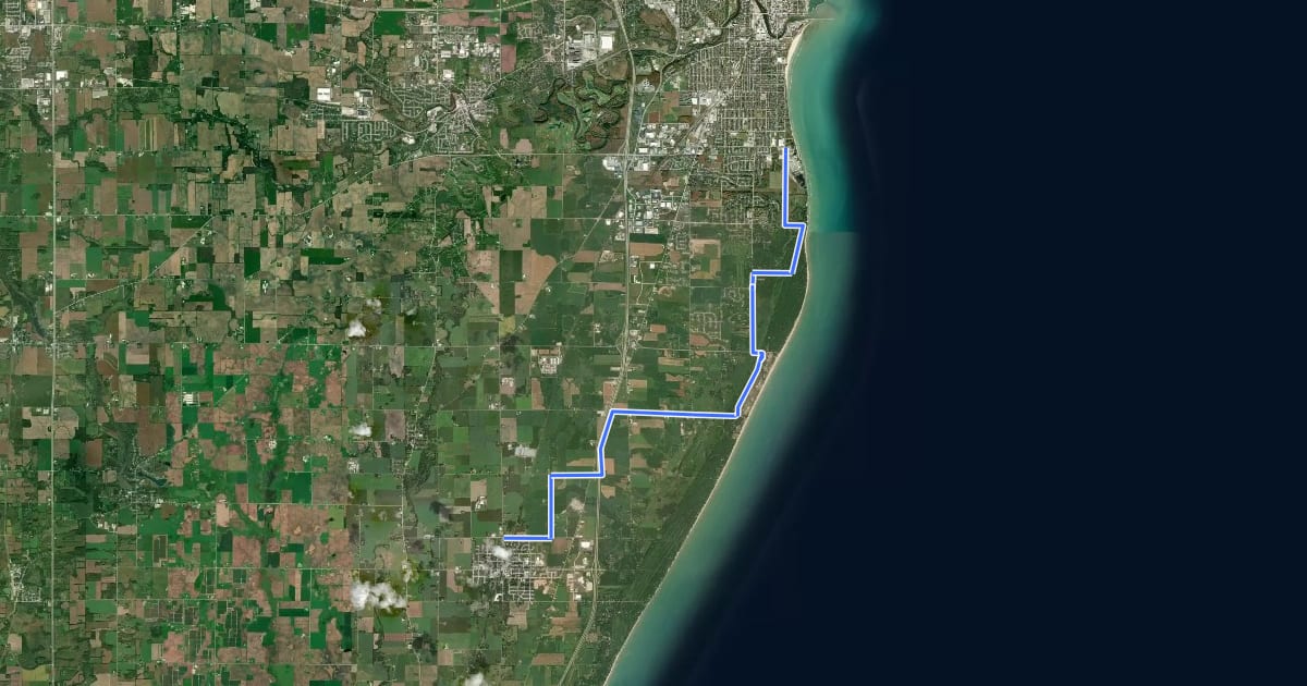 Маршрут Sheboygan Interurban Trail (North) на спутниковом снимке