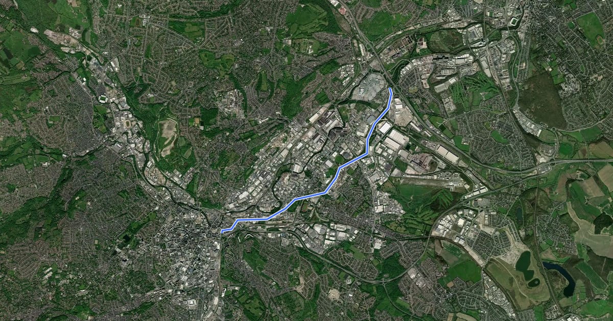 Маршрут Sheffield Canal на спутниковом снимке