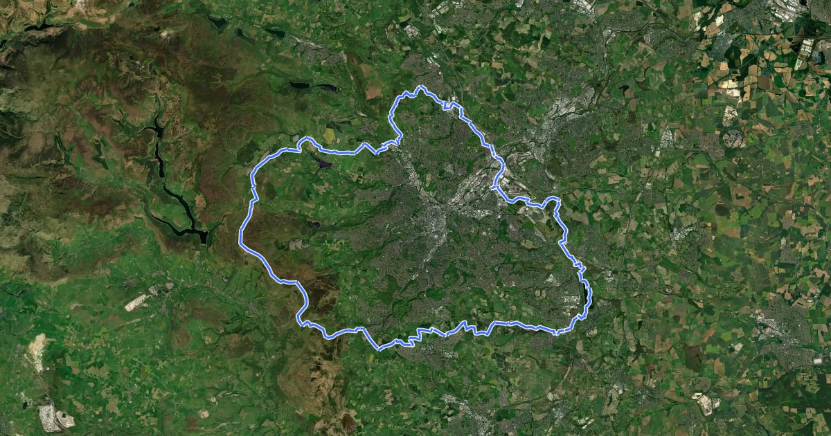 Маршрут Sheffield Country Walk на спутниковом снимке