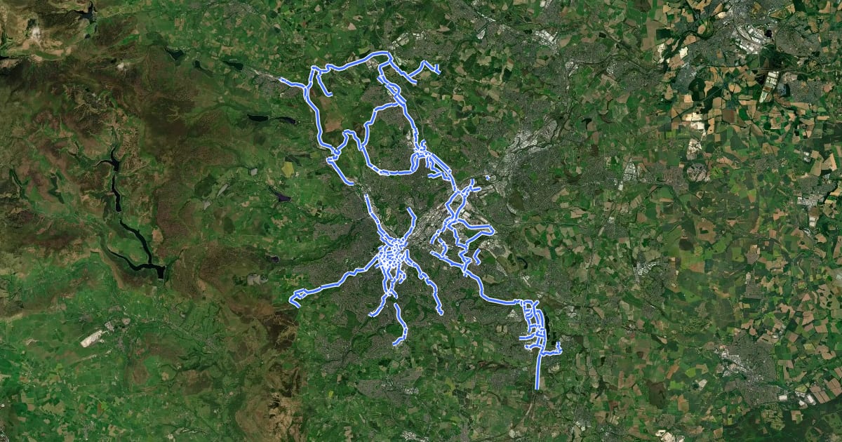 Маршрут Sheffield Local Cycle Network на спутниковом снимке
