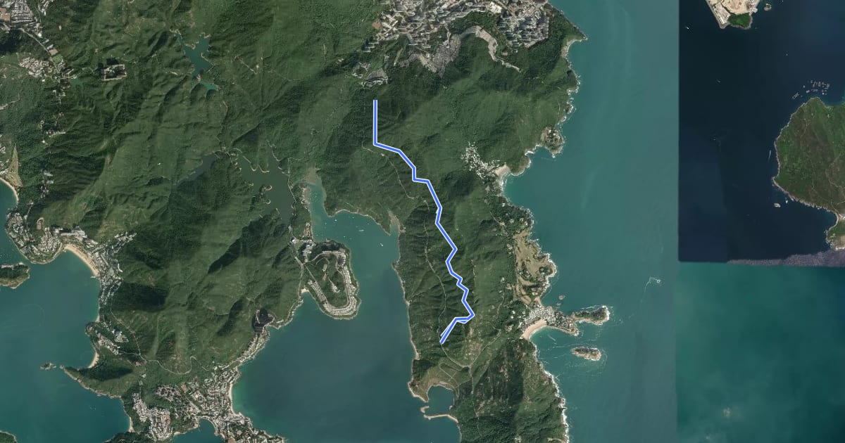 Маршрут Shek O Mountain Bike Trail на спутниковом снимке